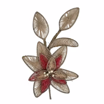 Antik BROSCH - Trådbunden Blomma, 1800-talet