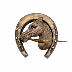 Antique BROOCH - Horse In Shoe, silver