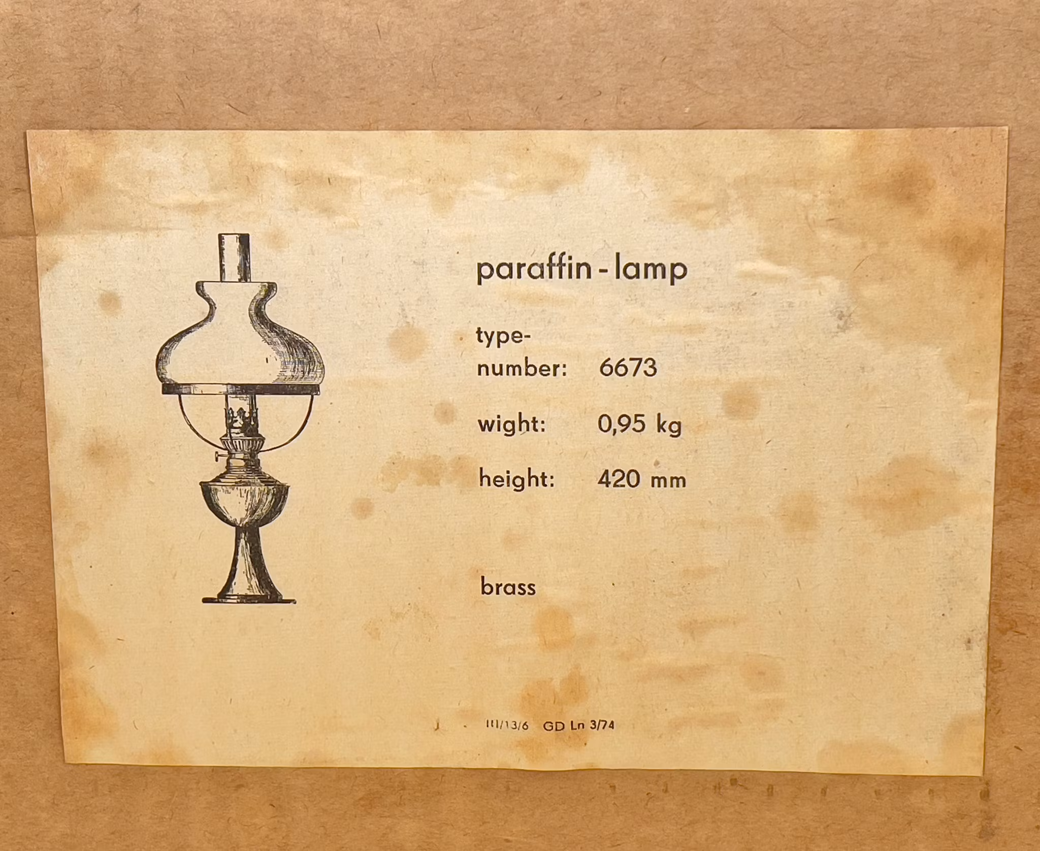 Lampe de table photo, laiton et verre, Allemagne, jamais utilisée