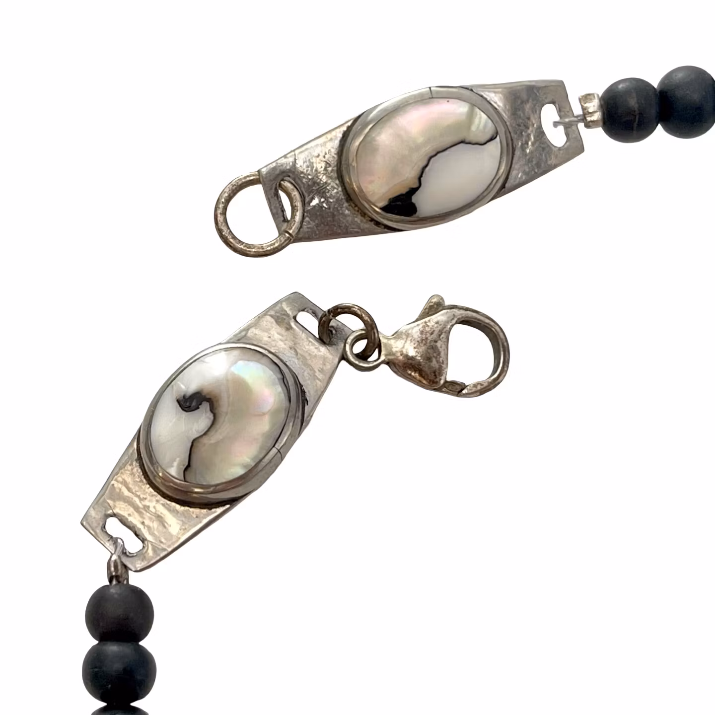 Vintage COLLIER & ÖRHÄNGEN 2 par, Pärlemor med Alpaca och silver lås, Mexico