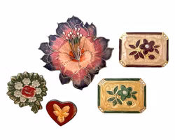 Vintage 5 BROCHES En forma de flores con esmalte de colores, entre Westins Estocolmo