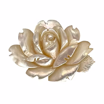 Vintage BROSCH i form av Blomma, Naturlig Pärla med Pärlemor