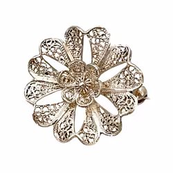 Vintage BROCHE, Blomst, 925 sterlingsølv med filigranarbejde