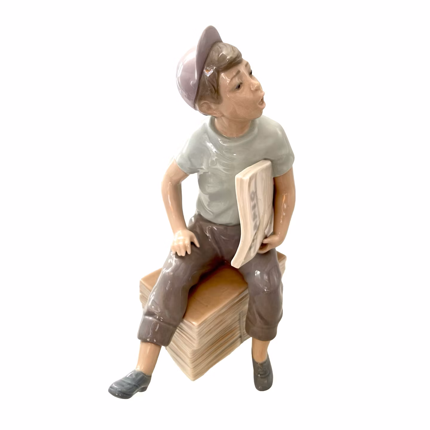 FIGURIN, Porslin, Nao, Lladro, Föreställande tidningspojke, Spanien