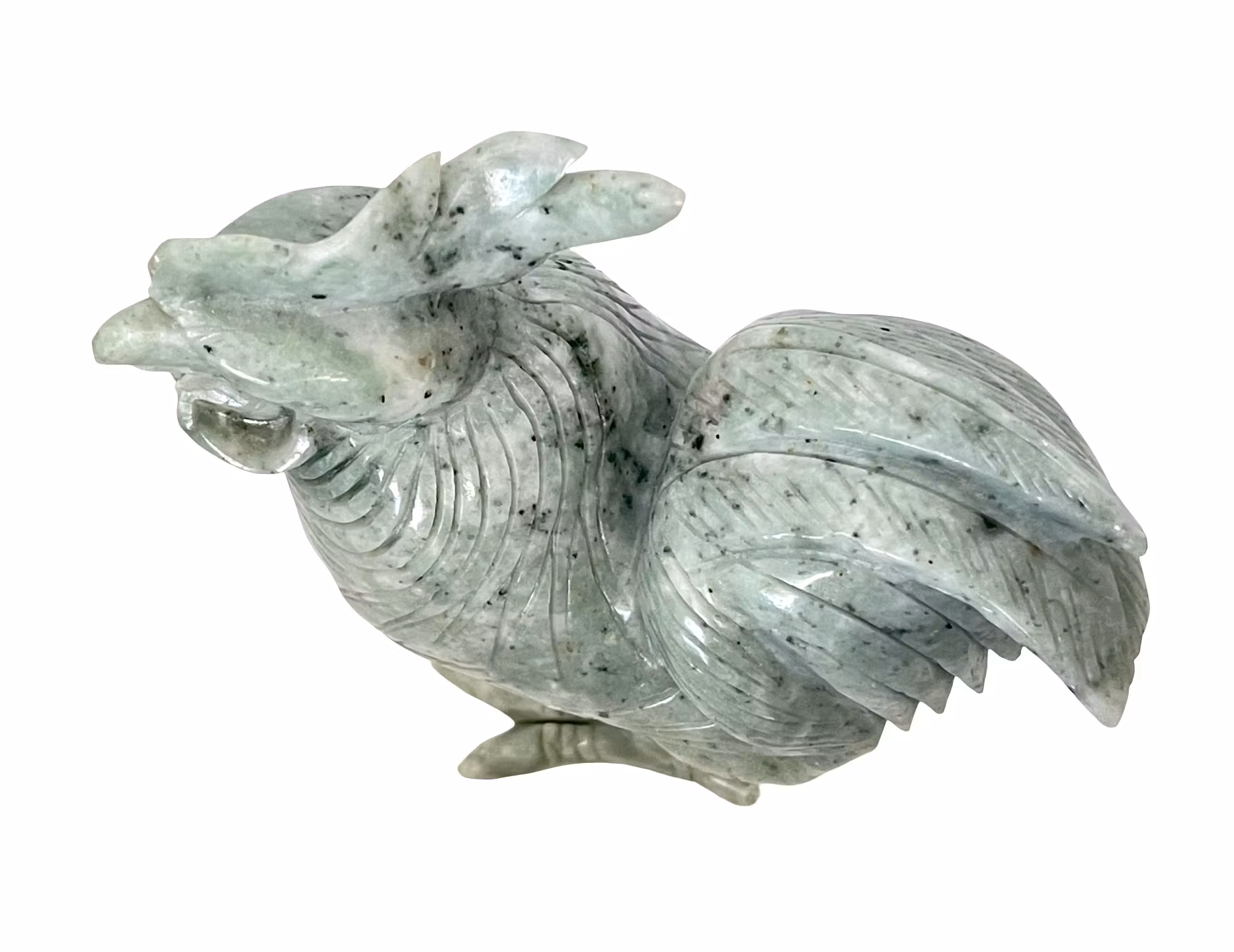 RZEŹBA, Kogut, Nefryt, Chiny, lata 1900.