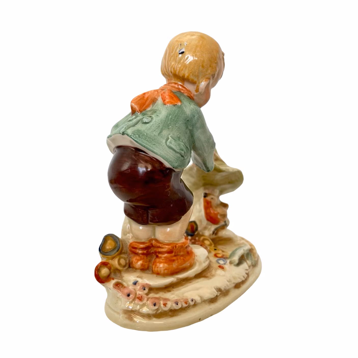FIGURIN, Retro, Porslin, Gräfenthal Tyskland 2094.1 - Pojke som försöker fånga en fågel under sin hatt