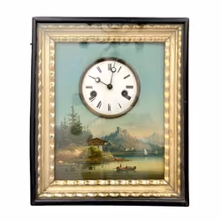 SCHWARZWALDUR, Zegar ścienny, Obraz olejny z motywami pejzażowymi, Niemcy XIX w.