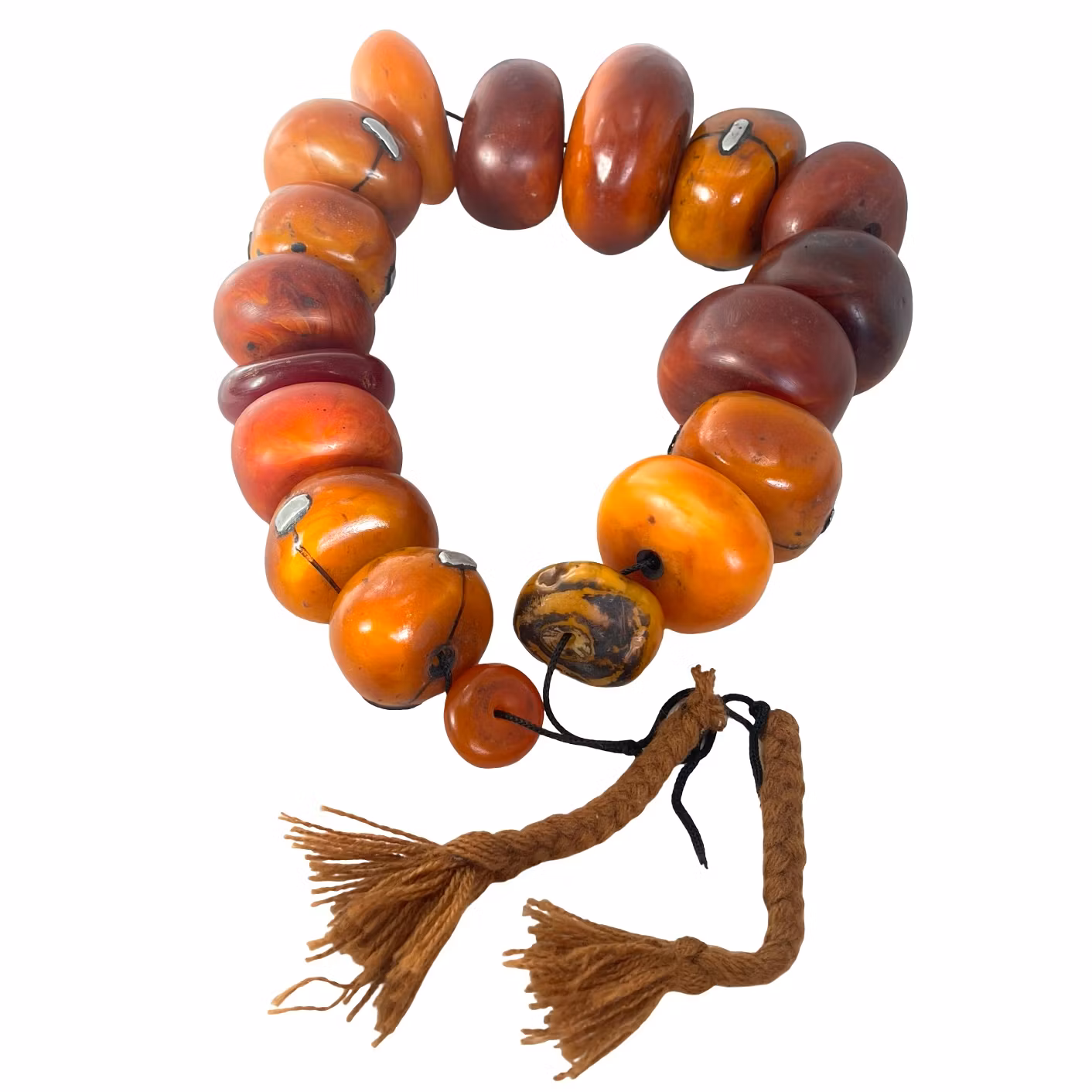 Duża kolekcja antycznych koralików BAKELIT 1240g, 71–30 mm