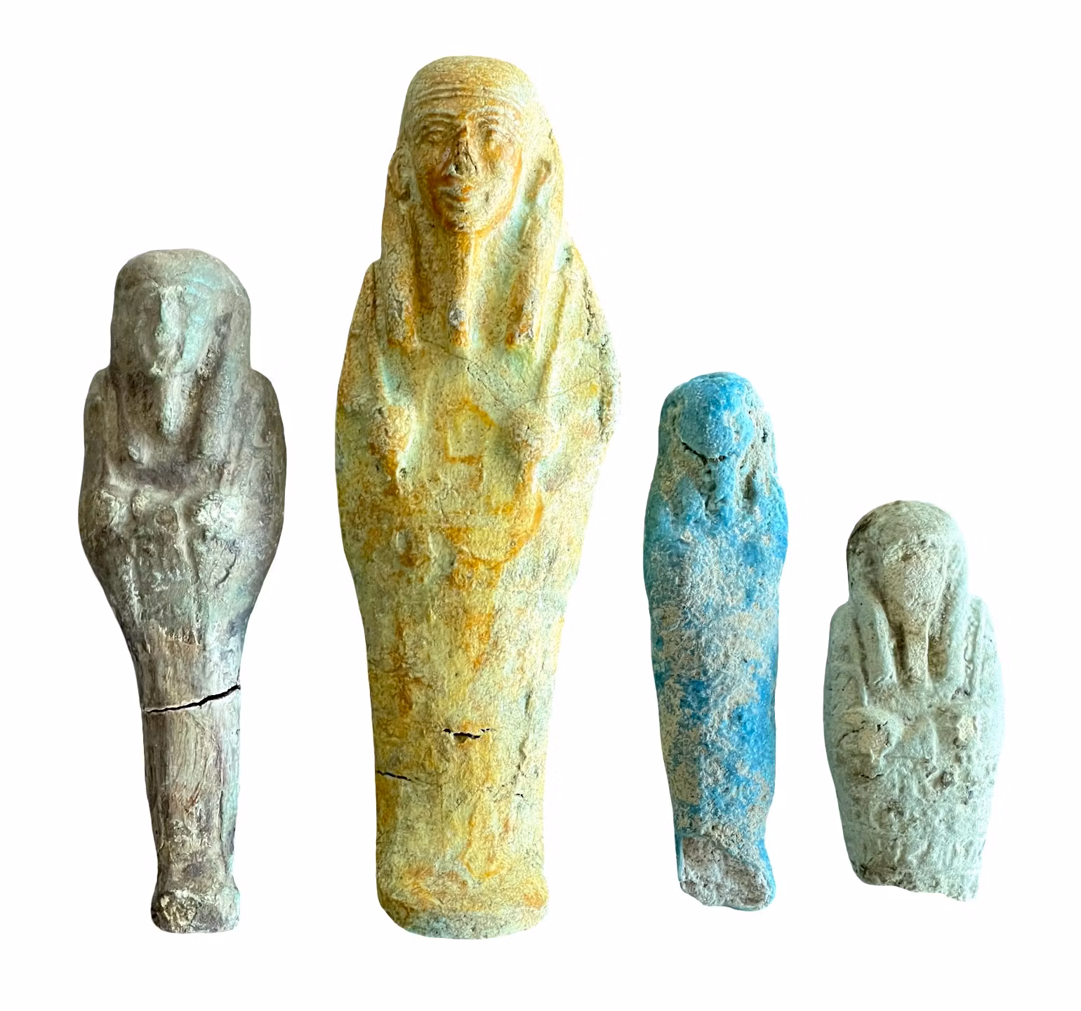 4 USHEBTI, Egypten, glaserat fajans, sentid 664-331 f Kr.