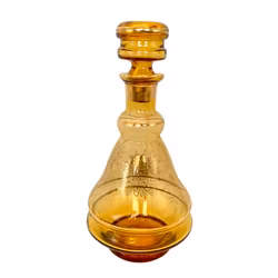 Retro Amber färgad glaskaraff med guldfärgad toning dekor