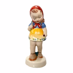 Porcelænsfigur, Pige med rødprikket hovedtørklæde, midten af det 20. århundrede