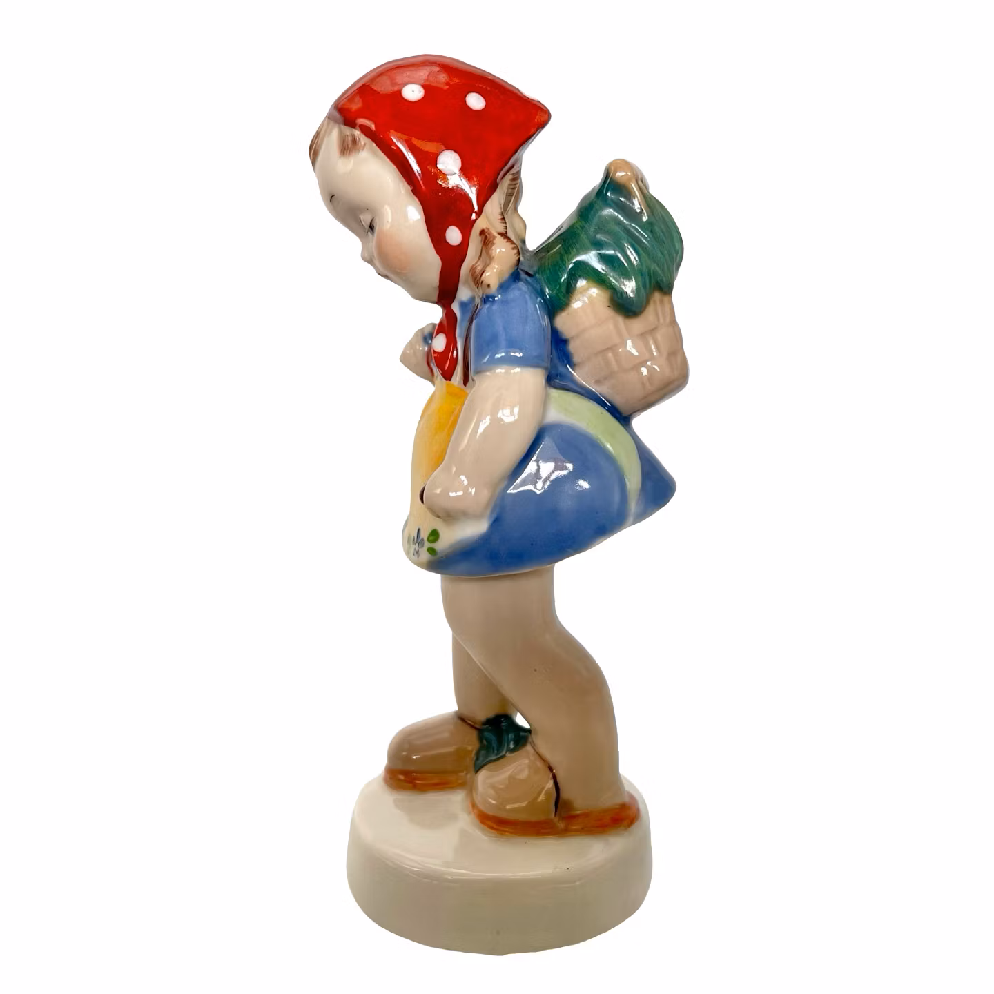 Porselensfigur, Jente med rødprikket hodeskjerf, midten av 1900-tallet