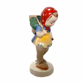 Porslinsfigur, Flicka med rödprickig huvudduk, 1900-talets mitt