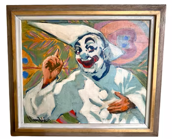 Jacques Démoulin (1905–1991), Oljemålning “Clown/Harlekin”, signerad och daterad 1961