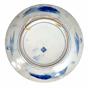 Kinesisk blåvit porslinstallrik, slutet av 1800-talet