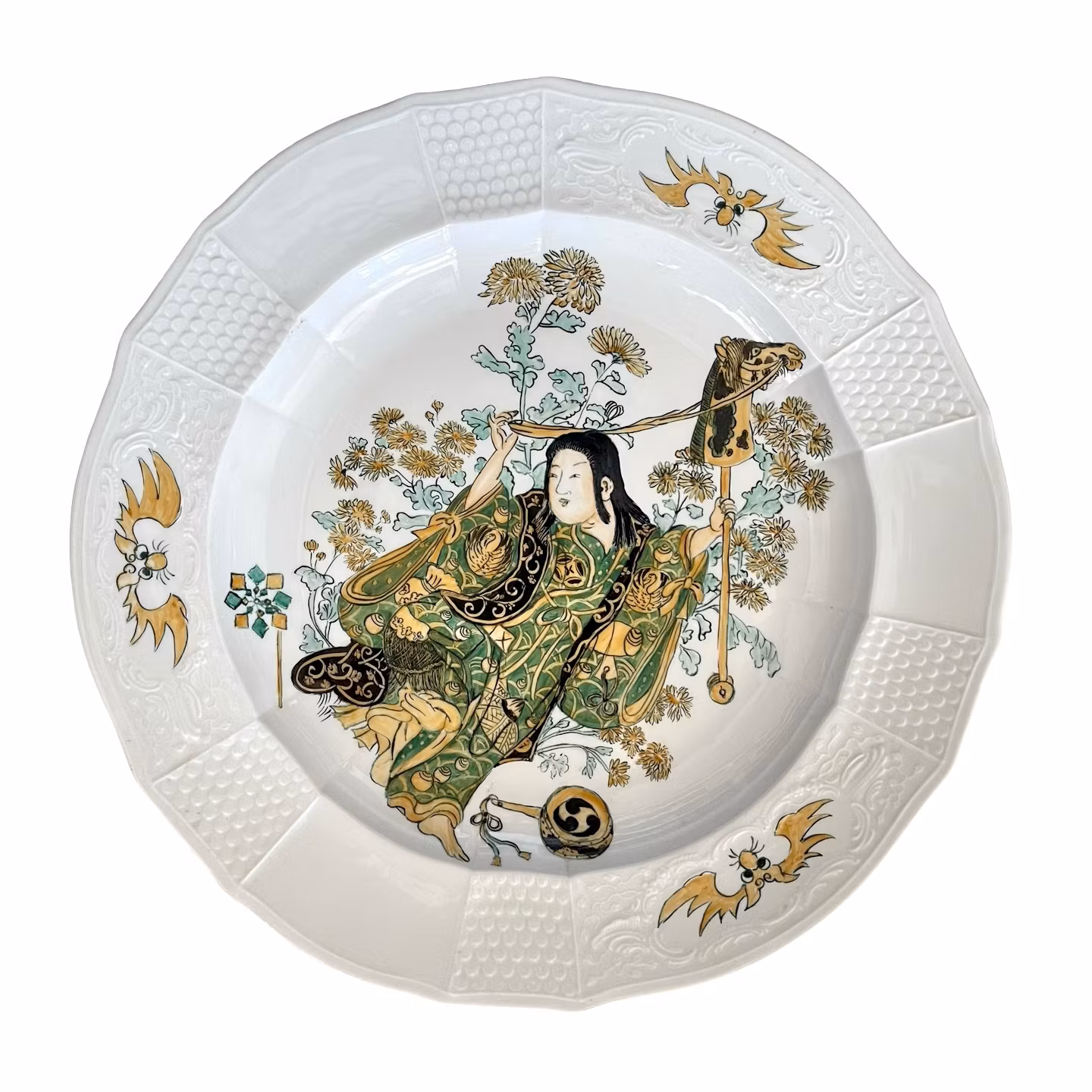 Fürstenberg porslinstallrik, Handmålad japanskt motiv, 1900-tal