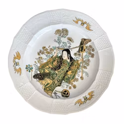 Fürstenberg porslinstallrik, Handmålad japanskt motiv, 1900-tal