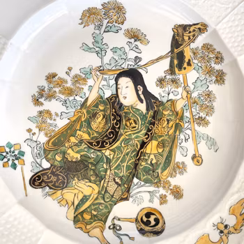 Fürstenberg porslinstallrik, Handmålad japanskt motiv, 1900-tal