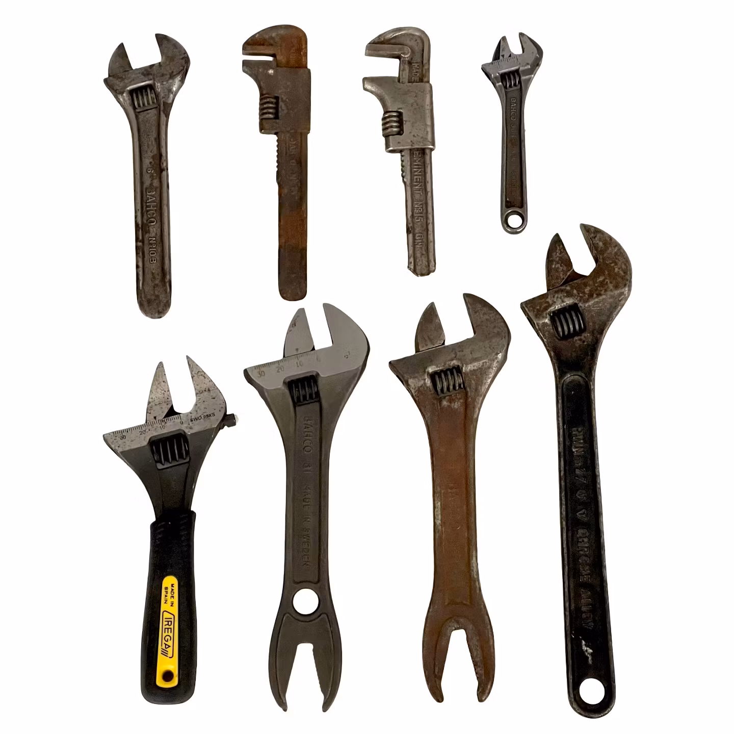 8 wrenches & pipe wrenches – Bahco etc. – mixed condition, some unused