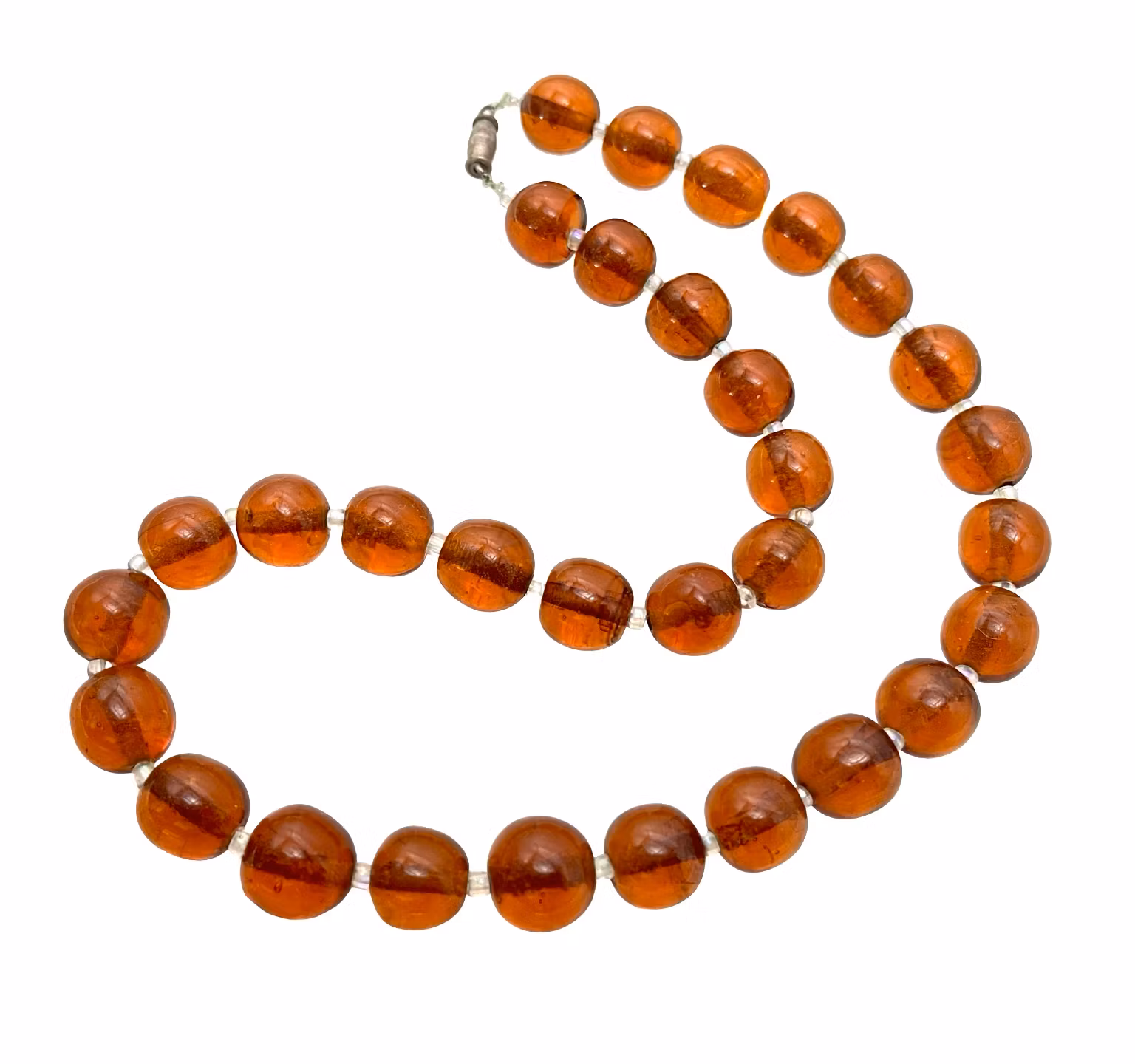 Piękny i elegancki naszyjnik vintage ze szkła bursztynowego