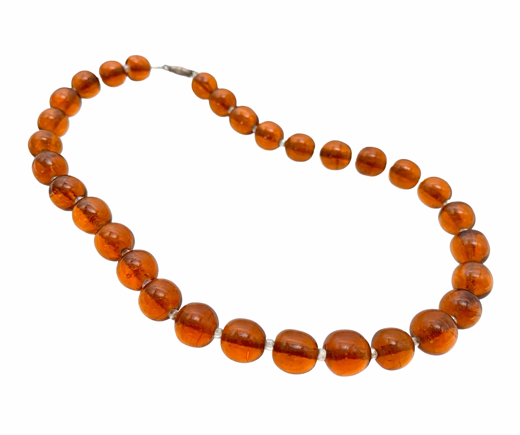 Piękny i elegancki naszyjnik vintage ze szkła bursztynowego
