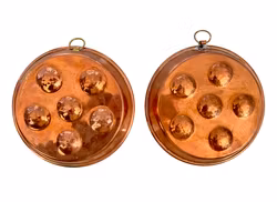 8 st. Äldre kopparformar – bakformar eller väggdekoration