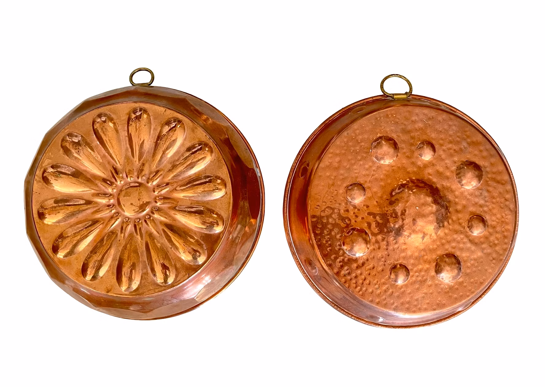 8 st. Äldre kopparformar – bakformar eller väggdekoration