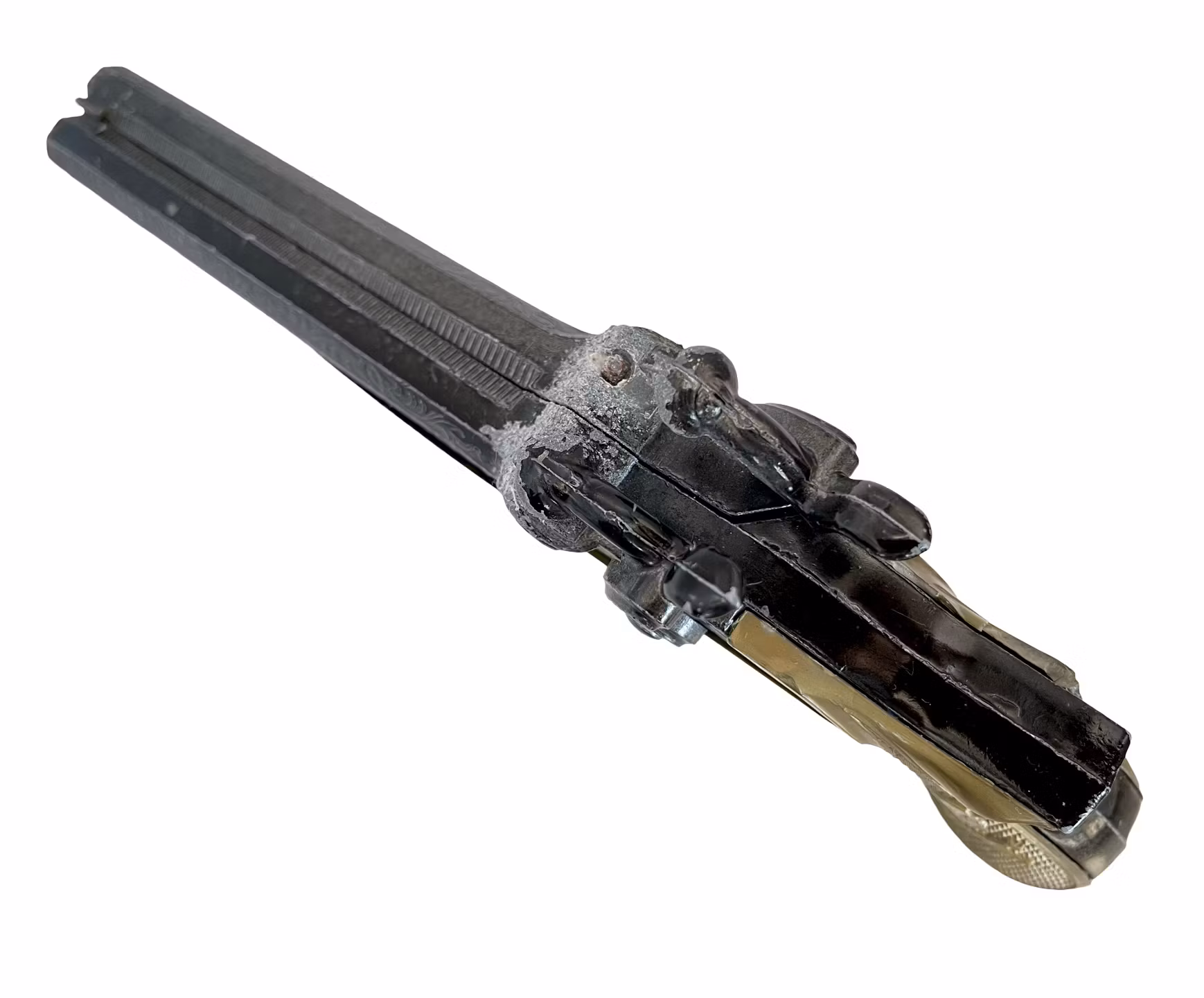 Kaksipiippuinen metallinen merirosvopistooli - koristeellinen antiikkilelu