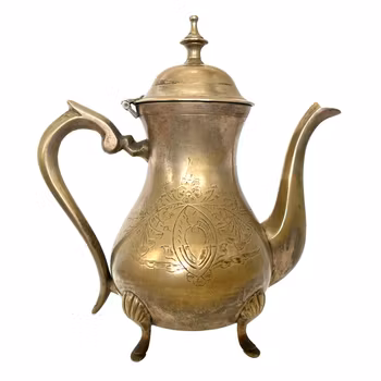 Kaffeservis i silverpläterad mässing, 3 delar – handgraverad dekor