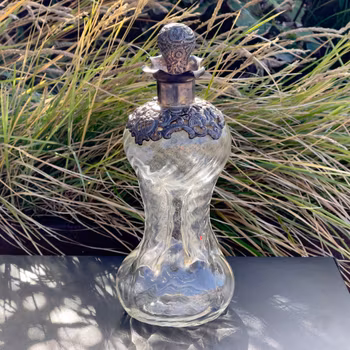 Antik Silver monterad glasflaska – William Johnson & Co, Birmingham ca 1890