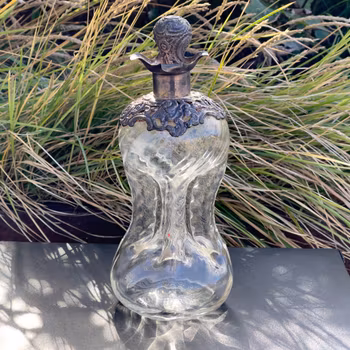 Antik Silver monterad glasflaska – William Johnson & Co, Birmingham ca 1890