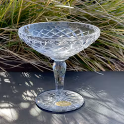 Crystal bowl on foot – Genuine Bohemian glass, Czechoslovakia