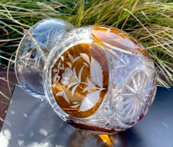 Stor krystallvase – ravfarget / klar