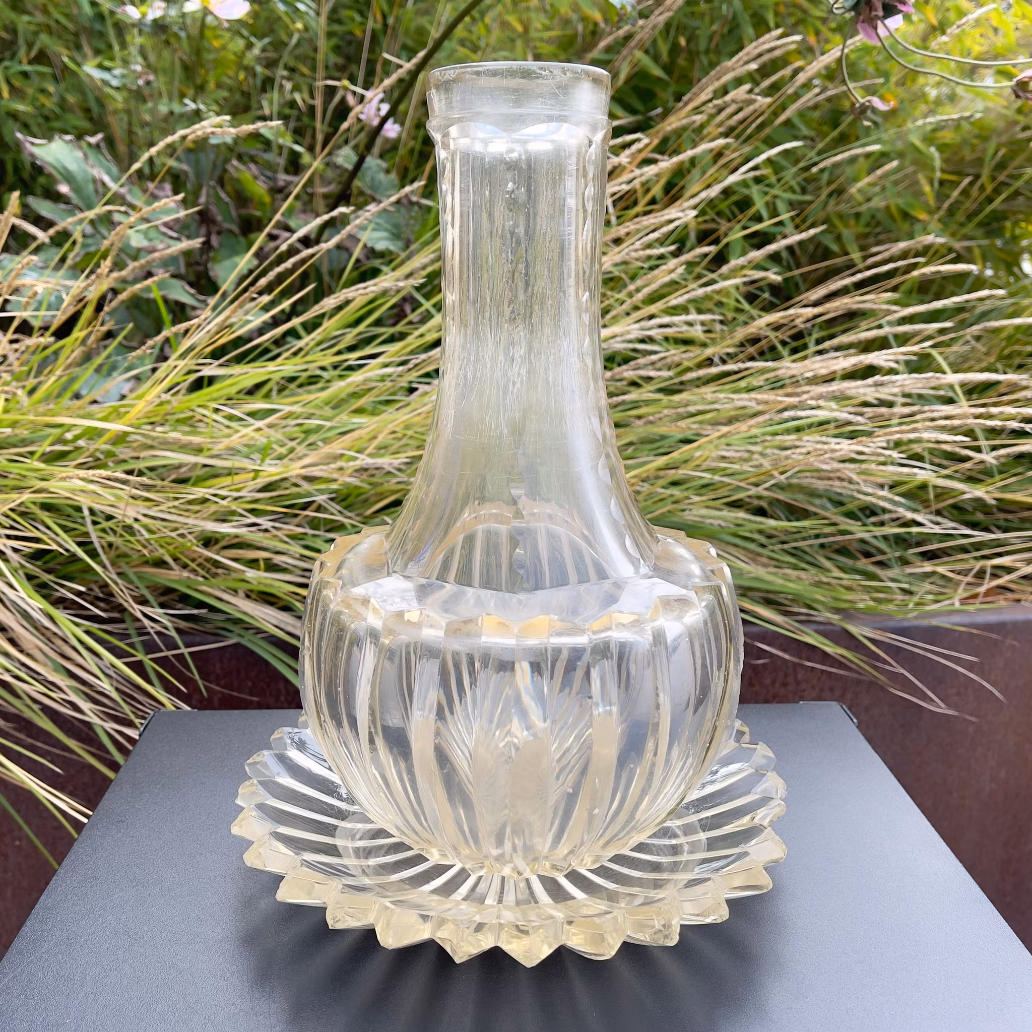 Osmansk Vattenpipa/Nargilé i Bohemiskt glas och silver pläterad mässing, ca 1890-talet