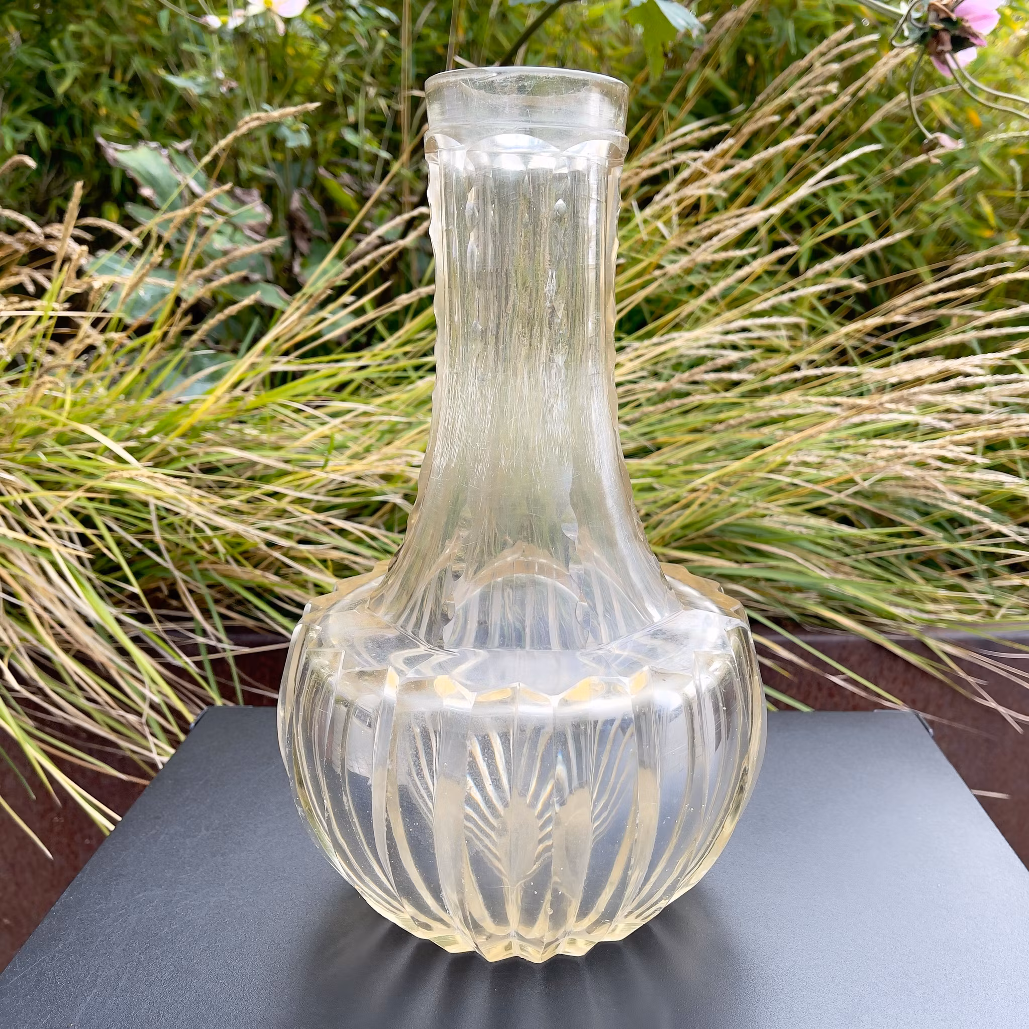 Osmansk Vattenpipa/Nargilé i Bohemiskt glas och silver pläterad mässing, ca 1890-talet