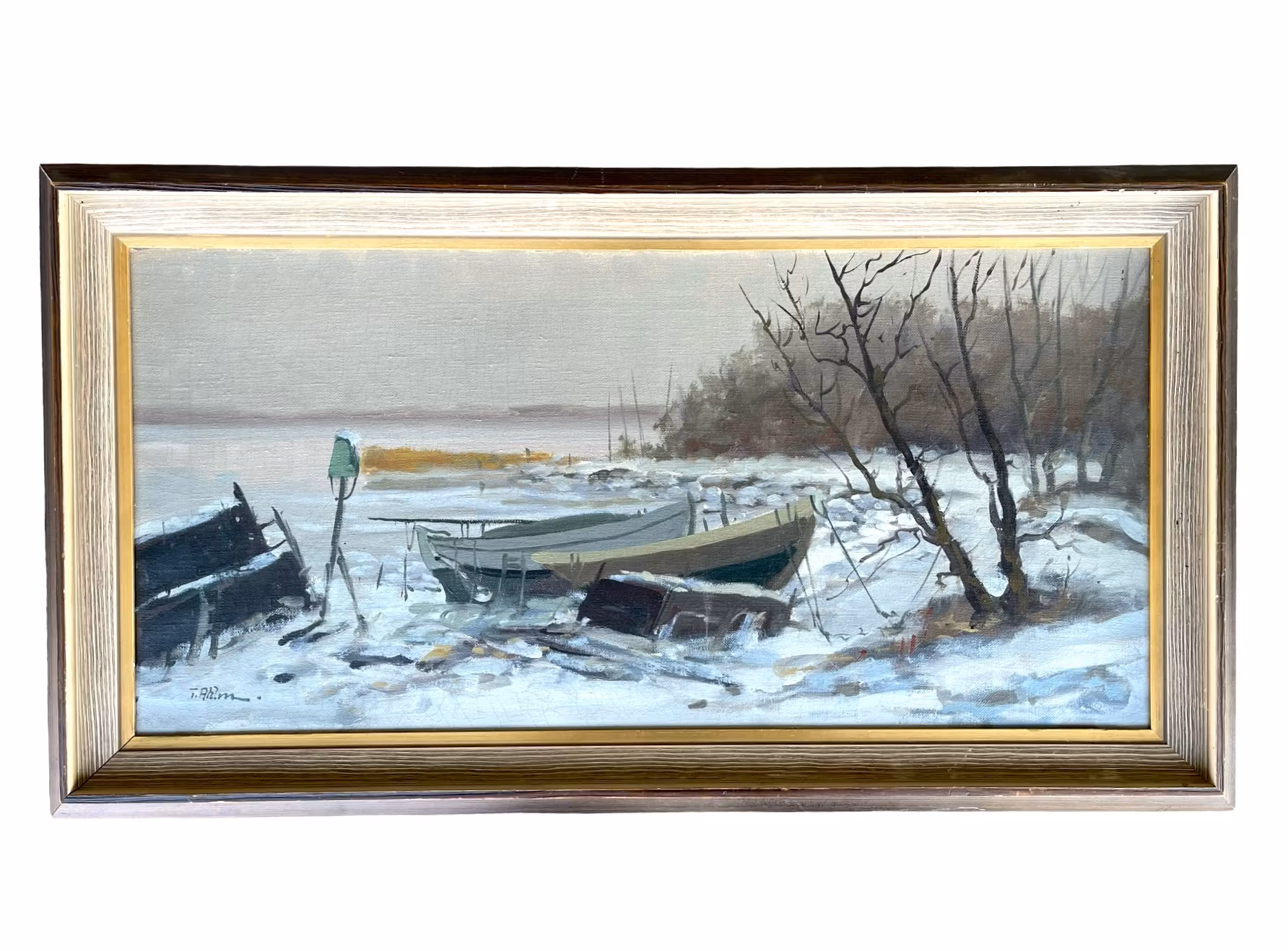 Tage Rudolf Ahlm (1914–1981) – Talvi Ringsjönissä, Öljymaalaus kankaalle