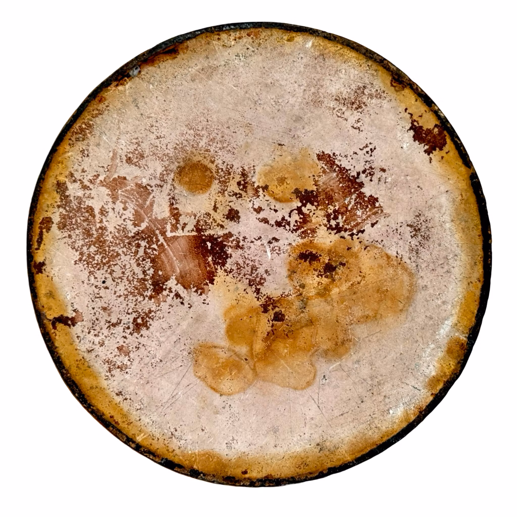 Schwerer Vintage-Aschenbecher aus orangefarbener Keramik mit Korkdeckel - für Zigarre und Pfeife