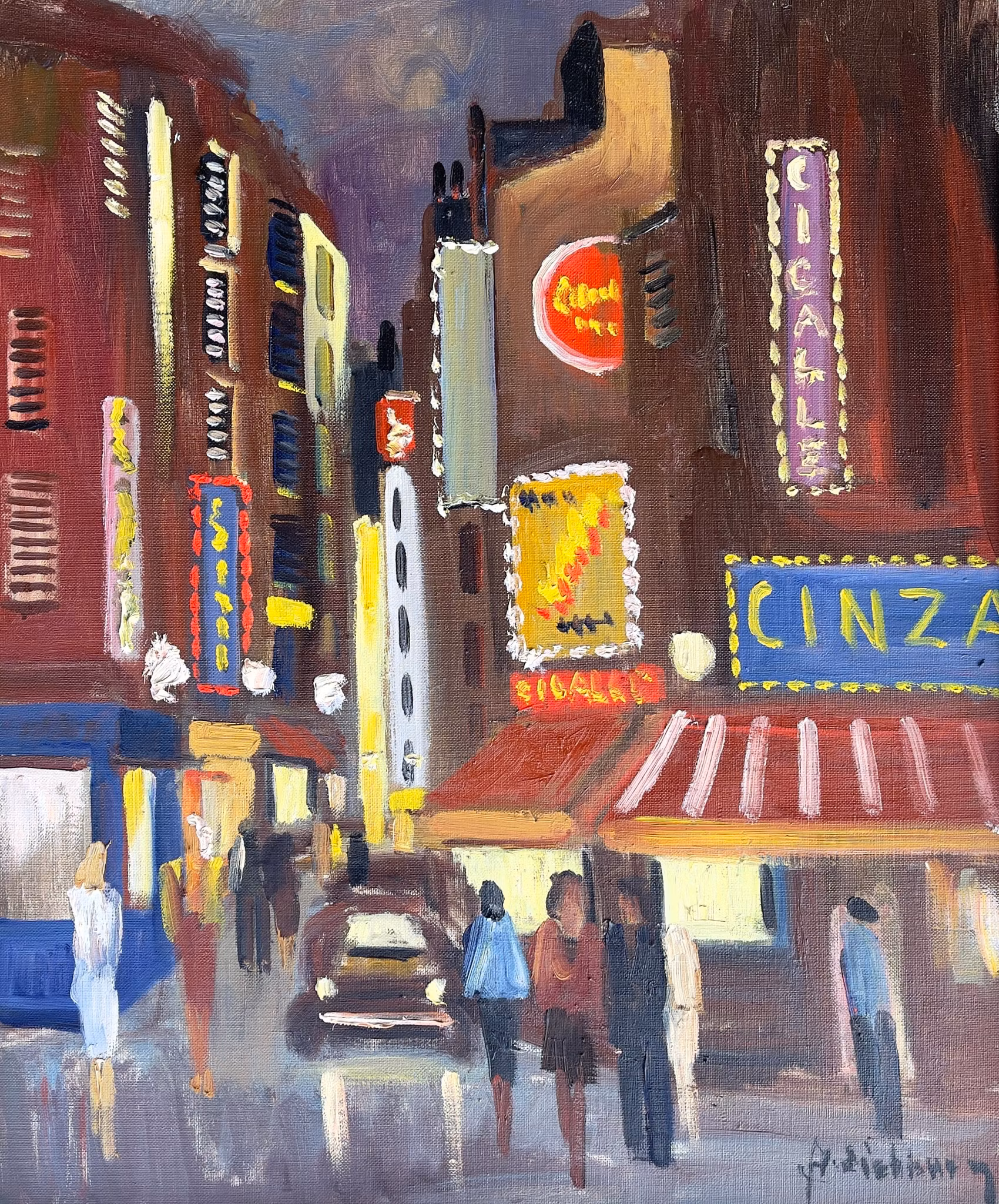 Jack Eichborn –”Paris by Night” / ”Nattliv i staden”– Oljemålning på duk