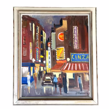 Jack Eichborn –”Paris by Night” / ”Nattliv i staden”– Oljemålning på duk