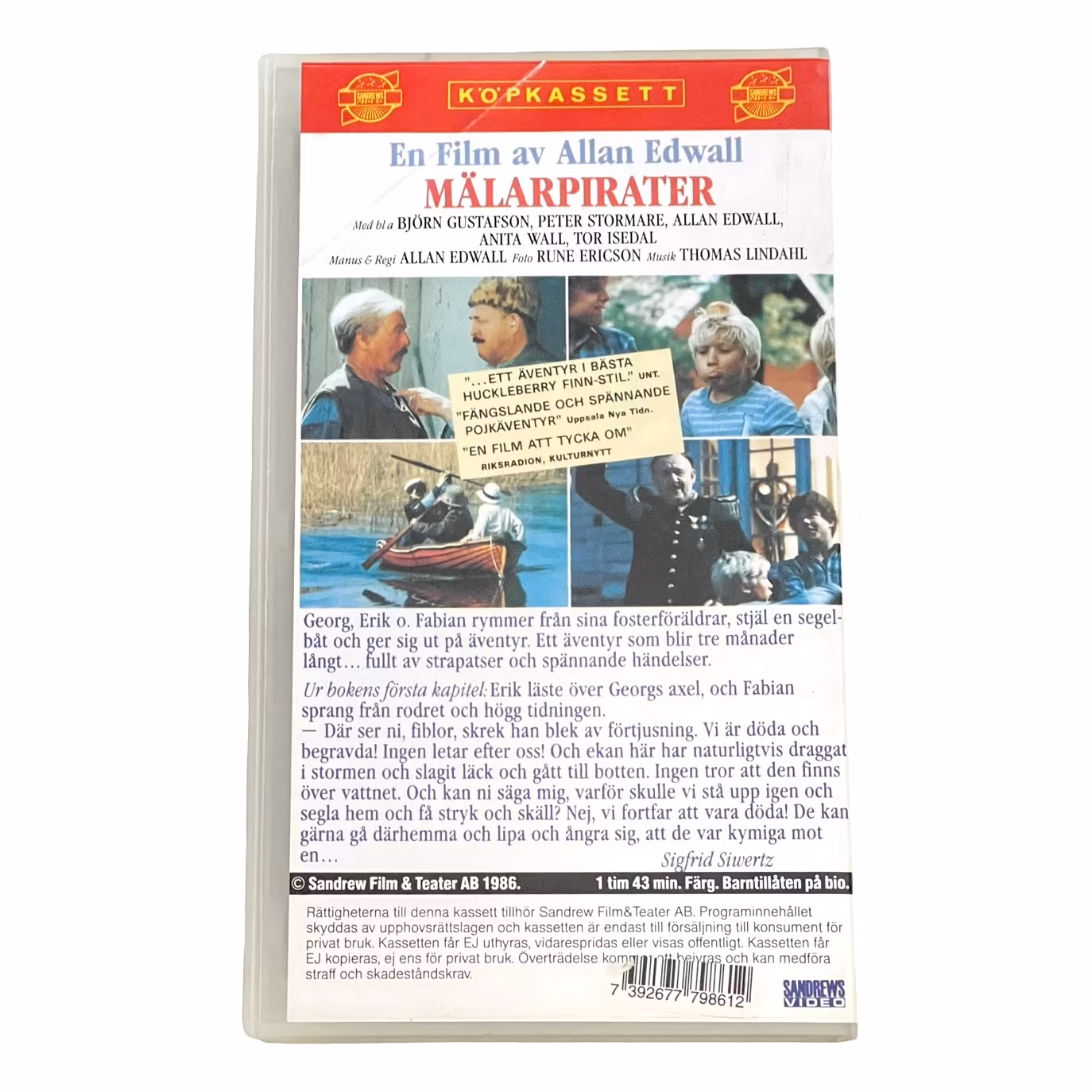 Mälarpirater, Allan Edwall -  Inplastad VHS video 1985