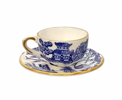 Coalport Miniatyr Blue Willow Tekopp, Fat – Benporslin