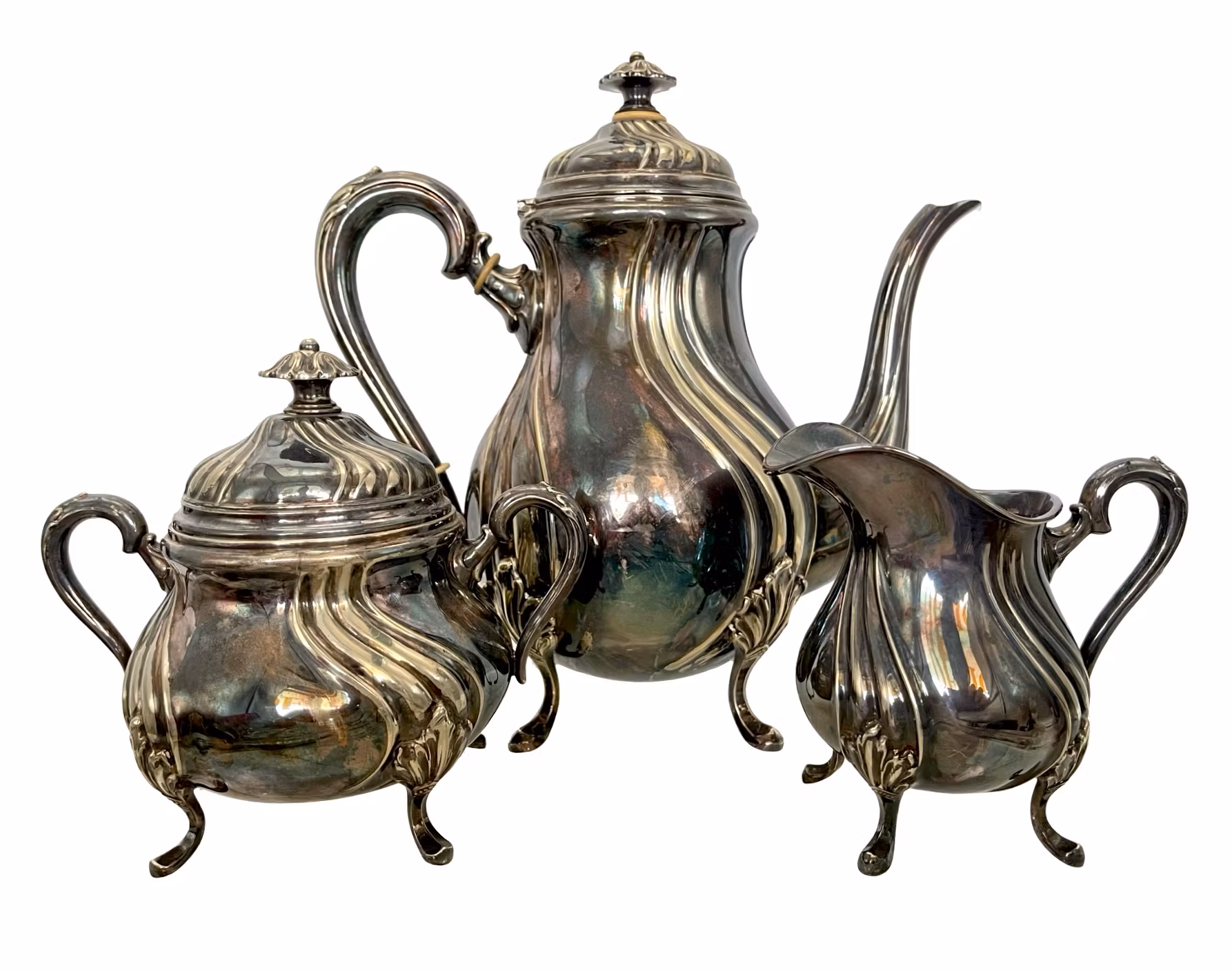 Antikt Kaffeservis i Alpacca – Art Nouveau