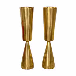 Paar kandelaars in massief messing — Ontwerp Alf Pålsson