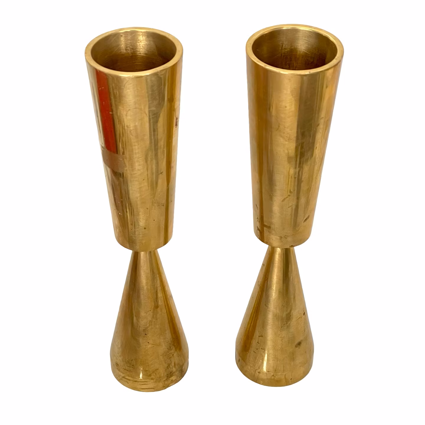 Par ljusstakar i massiv mässing - Design Alf Pålsson