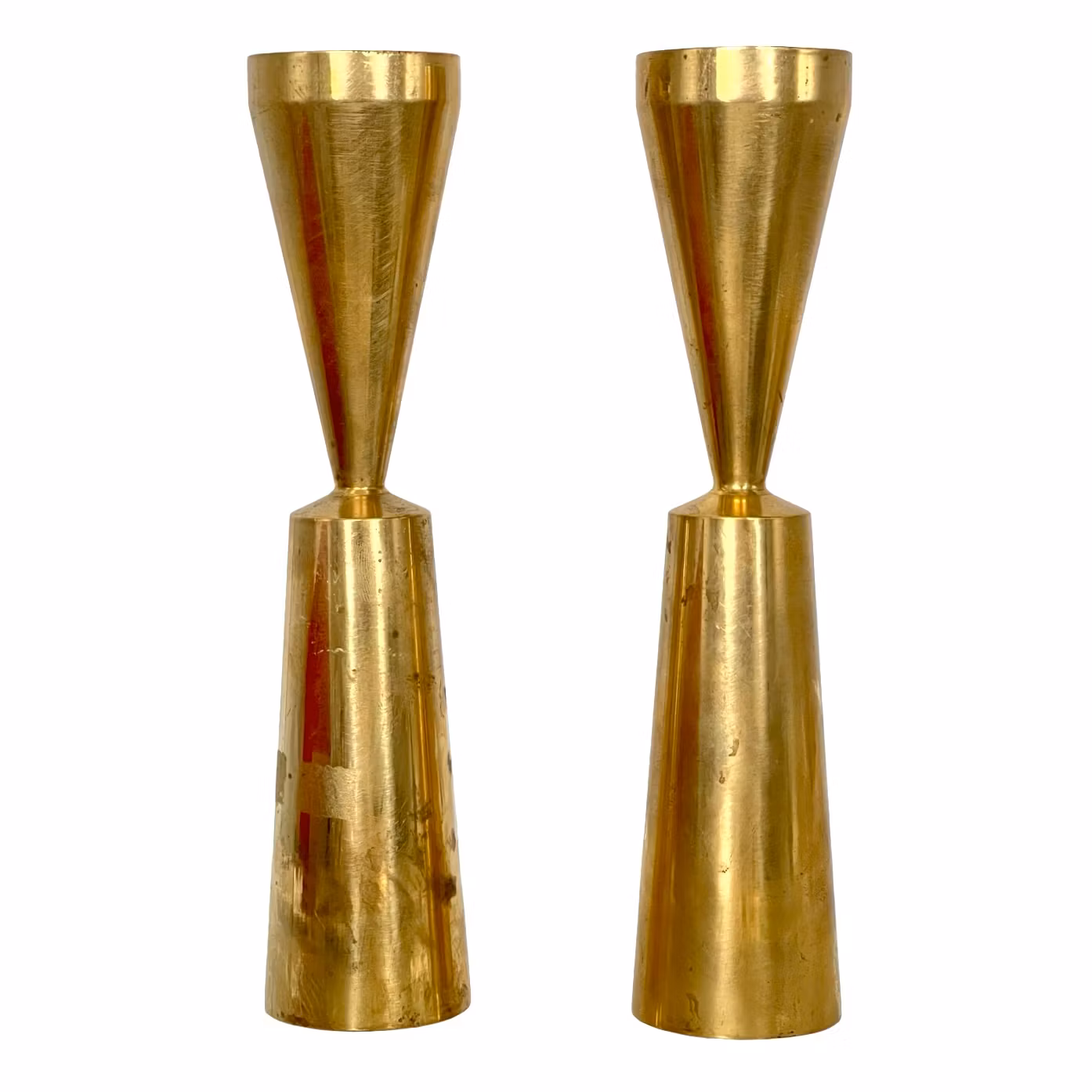 Par ljusstakar i massiv mässing - Design Alf Pålsson