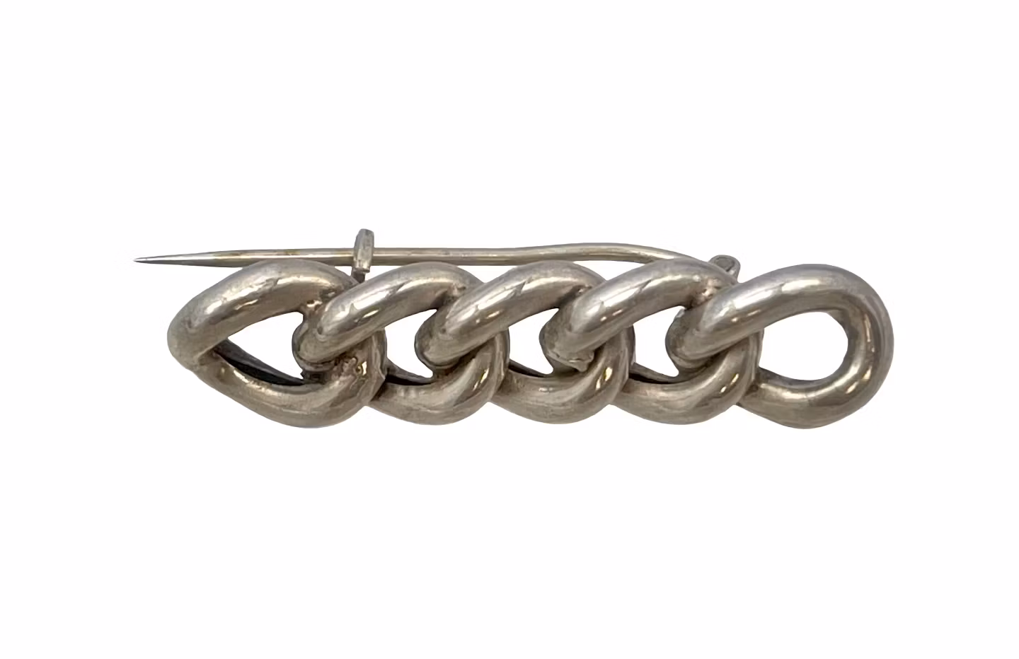 Broszka ze srebra vintage w kształcie ogniw łańcuszka