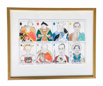 År 25 Spelkort - Satirteckning - Tillskriven Ewert Karlsson, Svensk illustration