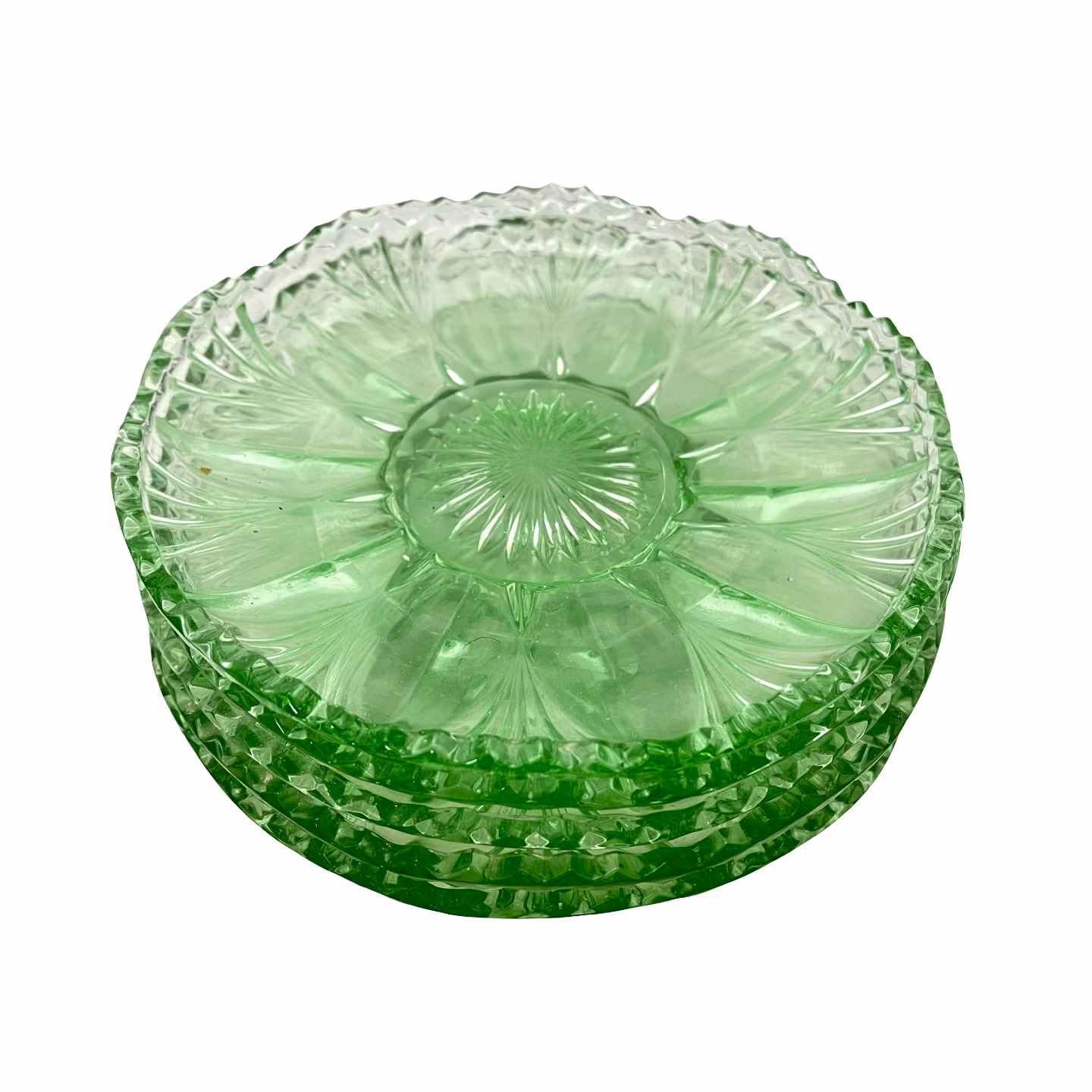 Gröna glasskålar i pressglas - Art Deco stil, 1930-tal