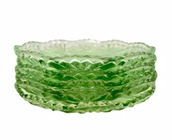 Zielone szklane misy ze szkła prasowanego - styl Art Deco, lata 30. XX wieku