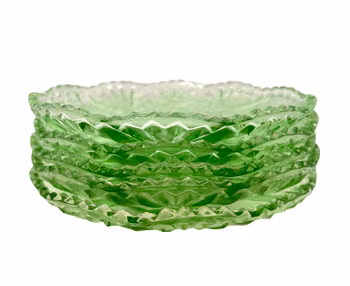 Gröna glasskålar i pressglas - Art Deco stil, 1930-tal